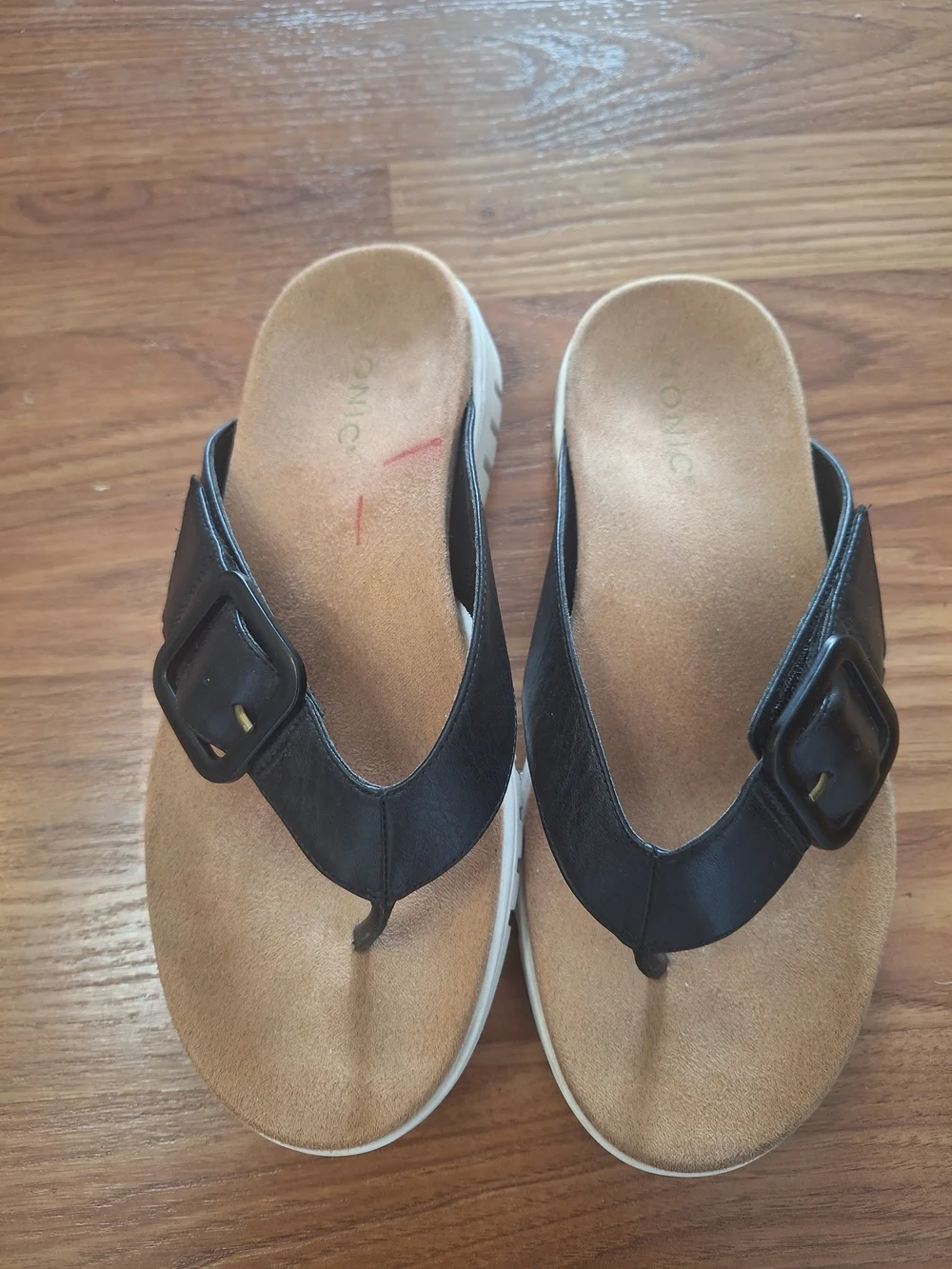 Vionic Wide Thong Sandals Uptown Marin Orthotic Platform Leather Chunky 8W Women